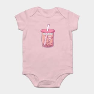 Cute Axolotl Swimming In Bubble Tea Baby Bodysuit